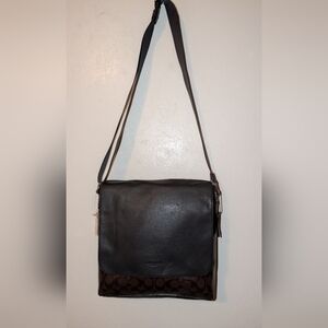 Coach Charles Small Messenger Signature PVC Leather Brown NWT